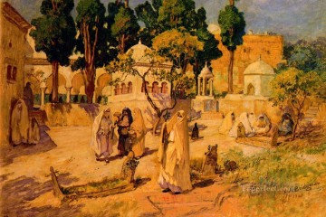 ciudad Arte - Mujeres árabes en la muralla de la ciudad Árabe Frederick Arthur Bridgman